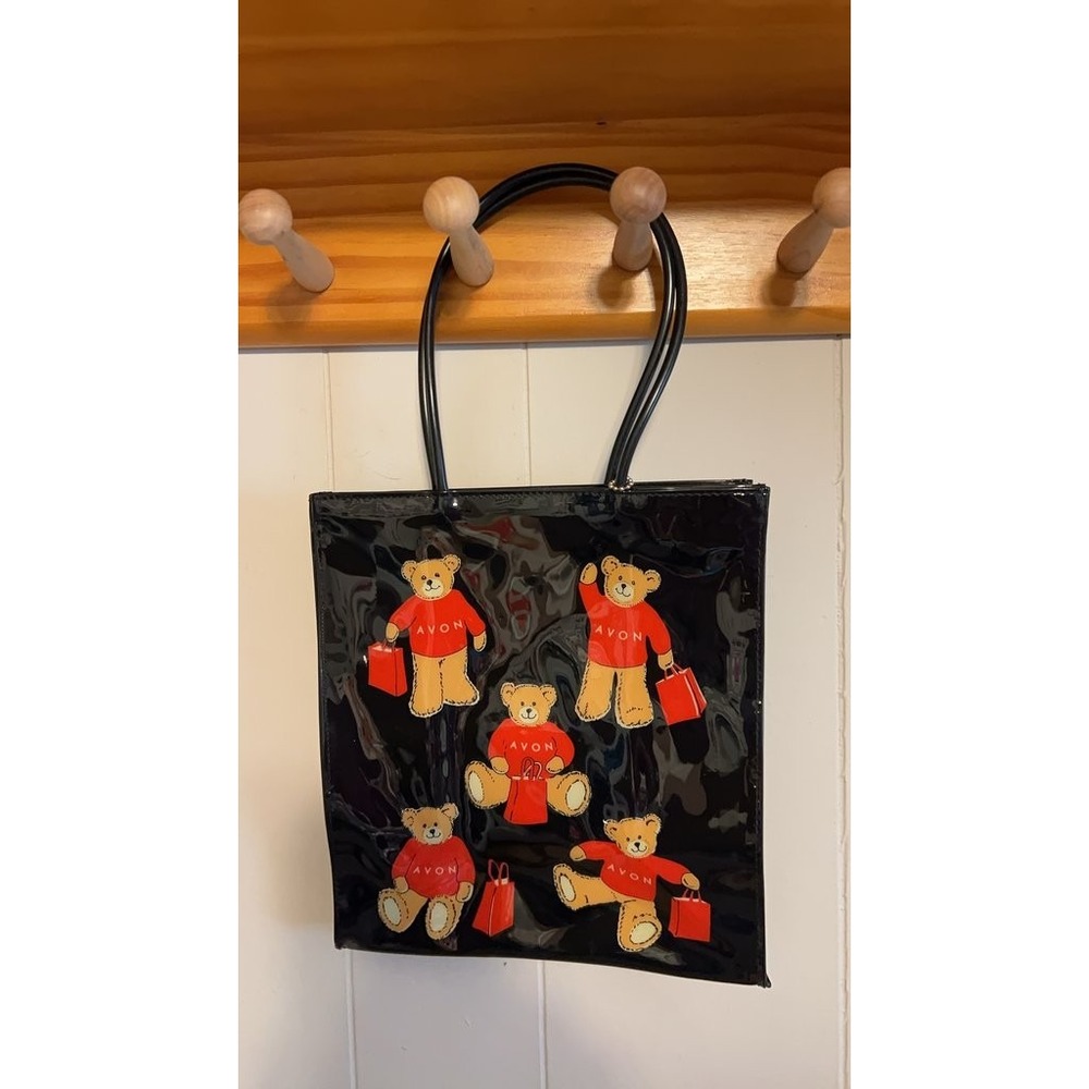 Vintage Avon Teddy Bear Vinyl Tote Bag